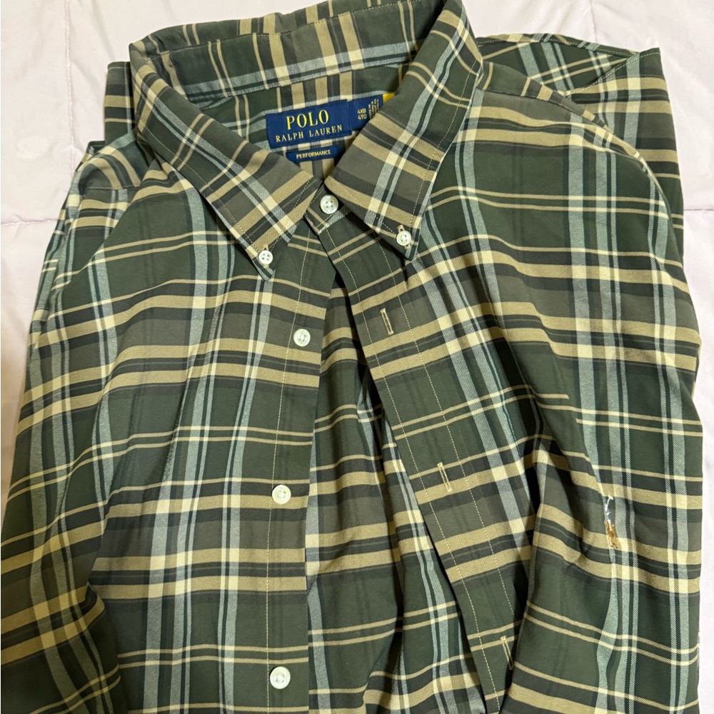 Ralph Lauren Men's Olive Plaid Button Down Shirt